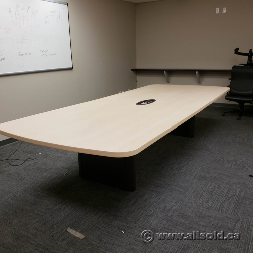Teknion Blonde 12 ft Boardroom Table w/ Power Data Grommet Allsold.ca